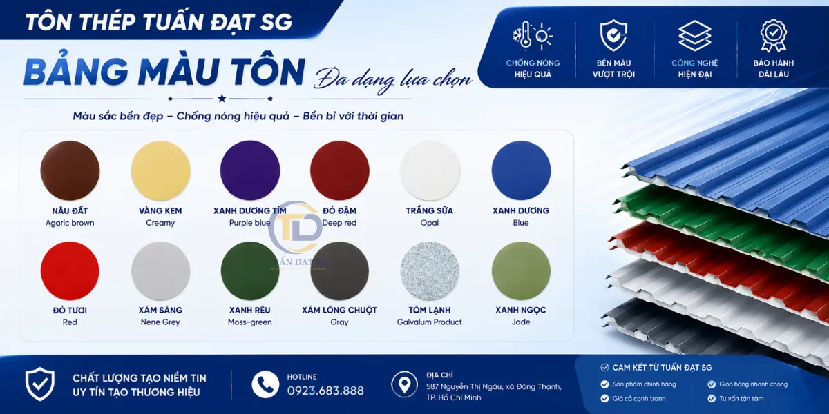 Bảng màu tôn - Tuấn Đạt SG