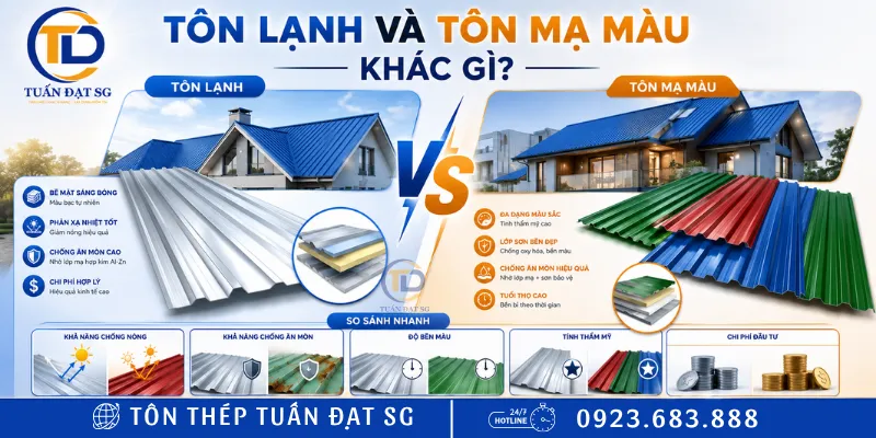 So Sánh tôn lạnh và tôn mạ màu