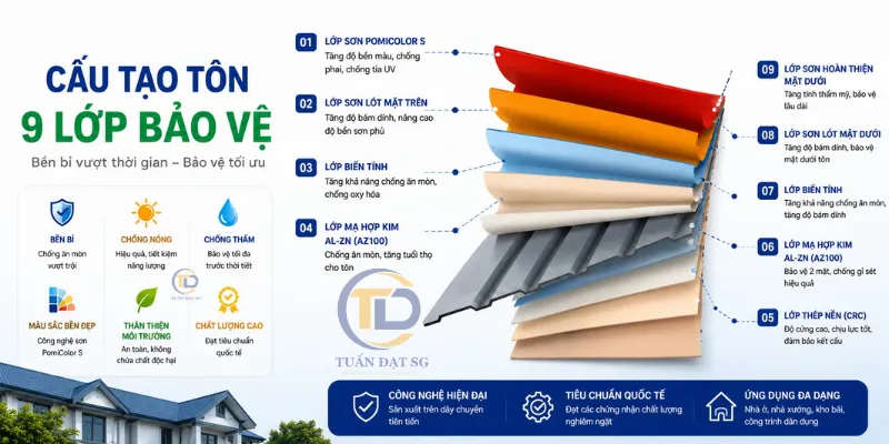 Tôn az100 là gì , cấu tạo 9 lớp bảo vệ