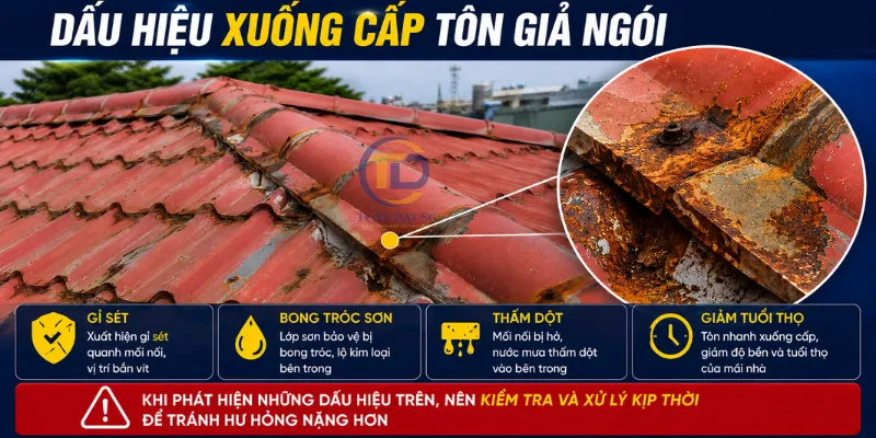 Dấu hiệu xuống cấp tôn giả ngói