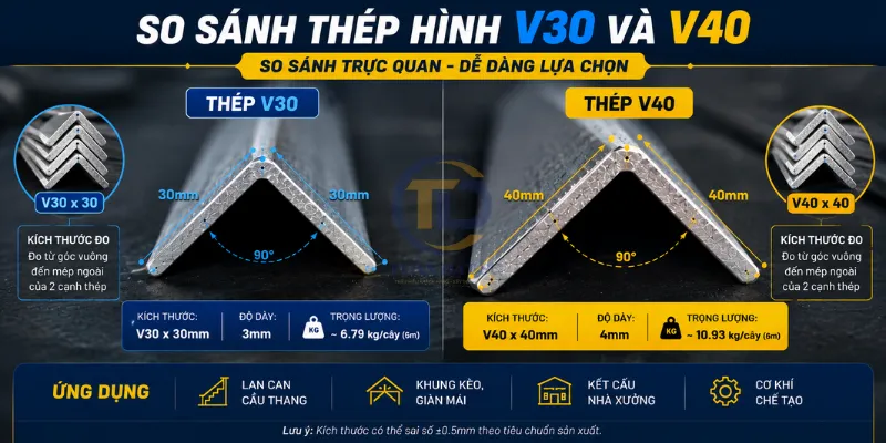 So sánh thép hình V40 và V30