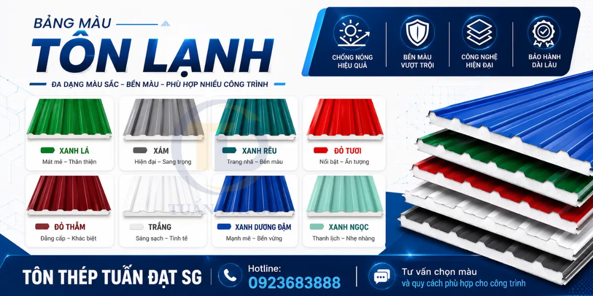 Bảng màu tôn lạnh chống nóng