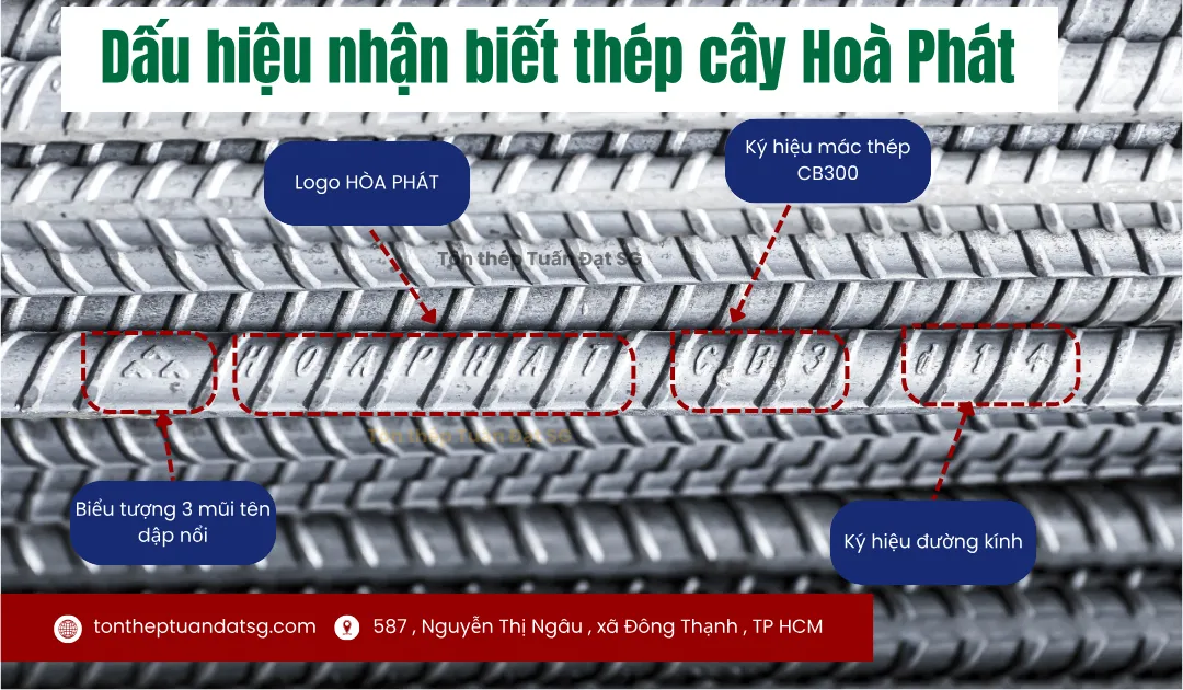 Dấu hiệu nhận biết thép cây Hòa Phát
