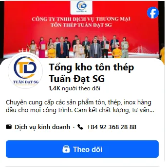 Theo dõi Fanpage Tôn Thép Tuấn Đạt SG