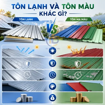 tôn lạnh và tôn màu khác gì